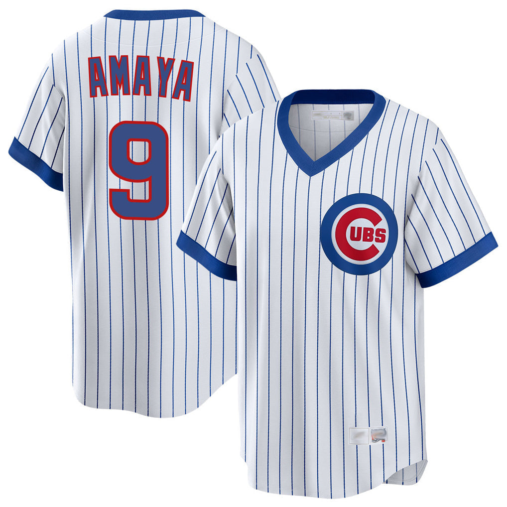 Fenge C.Cubs #9 Miguel Amaya Player White T-shirt Cooperstown Collection Limited Stitched Jerseys