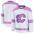 Fenge C.Flames White 2024 Hockey Fights Cancer Practice Jerseys