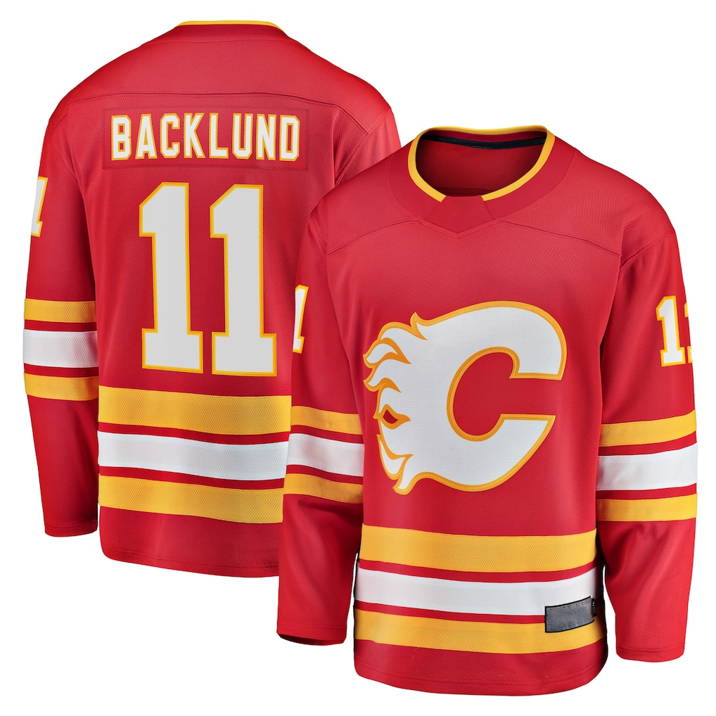 Fenge C.Flames #11 Mikael Backlund Red Home Breakaway Player Jerseys