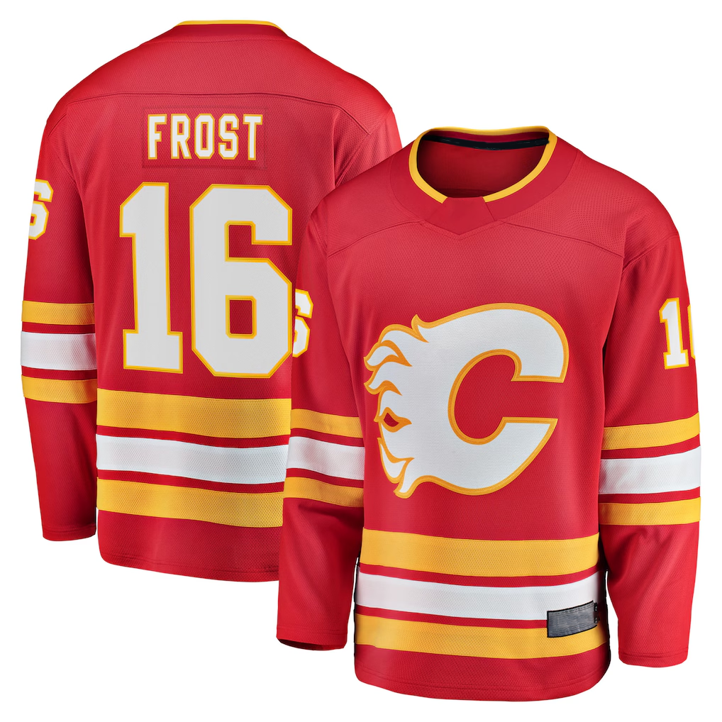 Fenge C.Flames #16 Morgan Frost Red Home Breakaway Jerseys