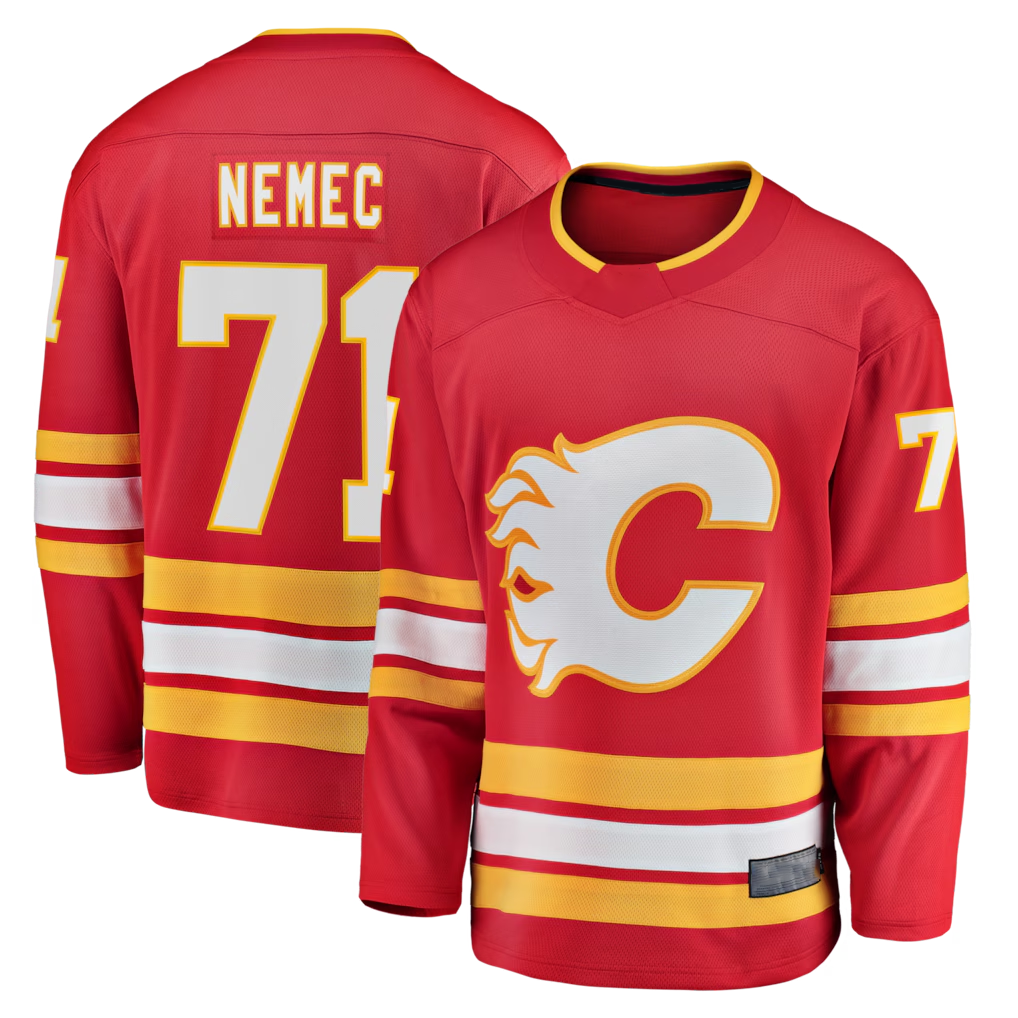 Fenge C.Flames #71 Simon Nemec Red Home Breakaway Jerseys