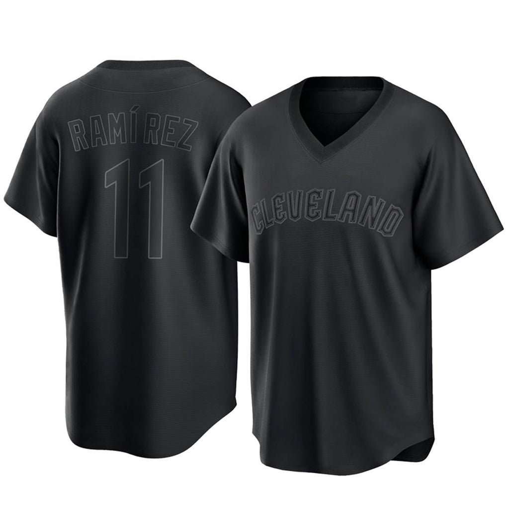 Fenge C.Guardians #11 Jose Ramirez Player Black T-shirt Home Game Stitched Jerseys
