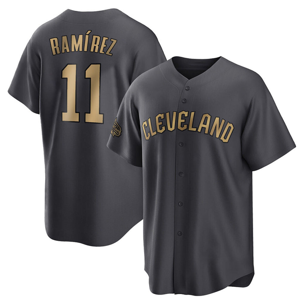 Fenge C.Guardians #11 Jose Ramirez Player Charcoal All-Star Limited Home Stitched Jerseys