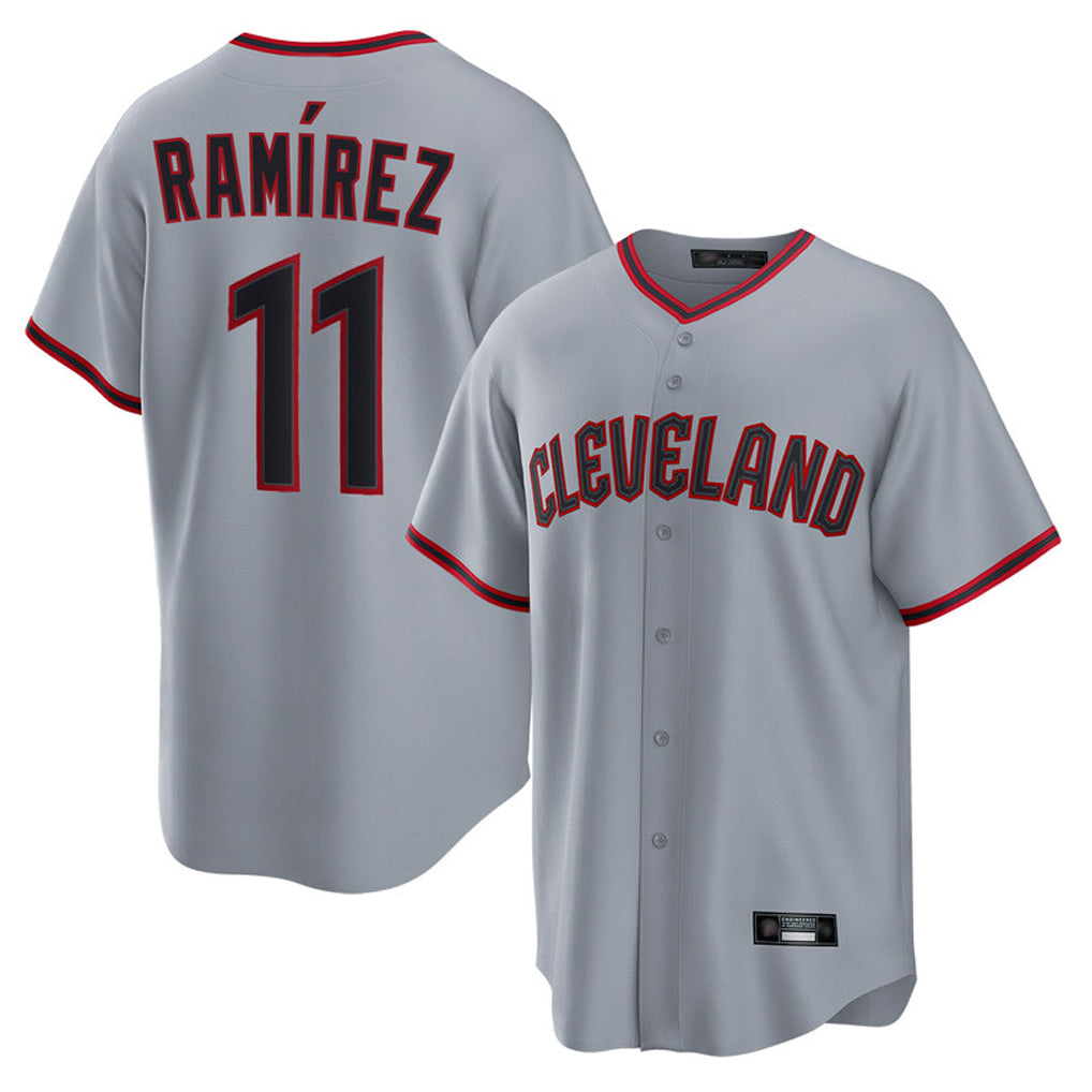 Fenge C.Guardians #11 Jose Ramirez Player Gray Home Game Stitched Jerseys