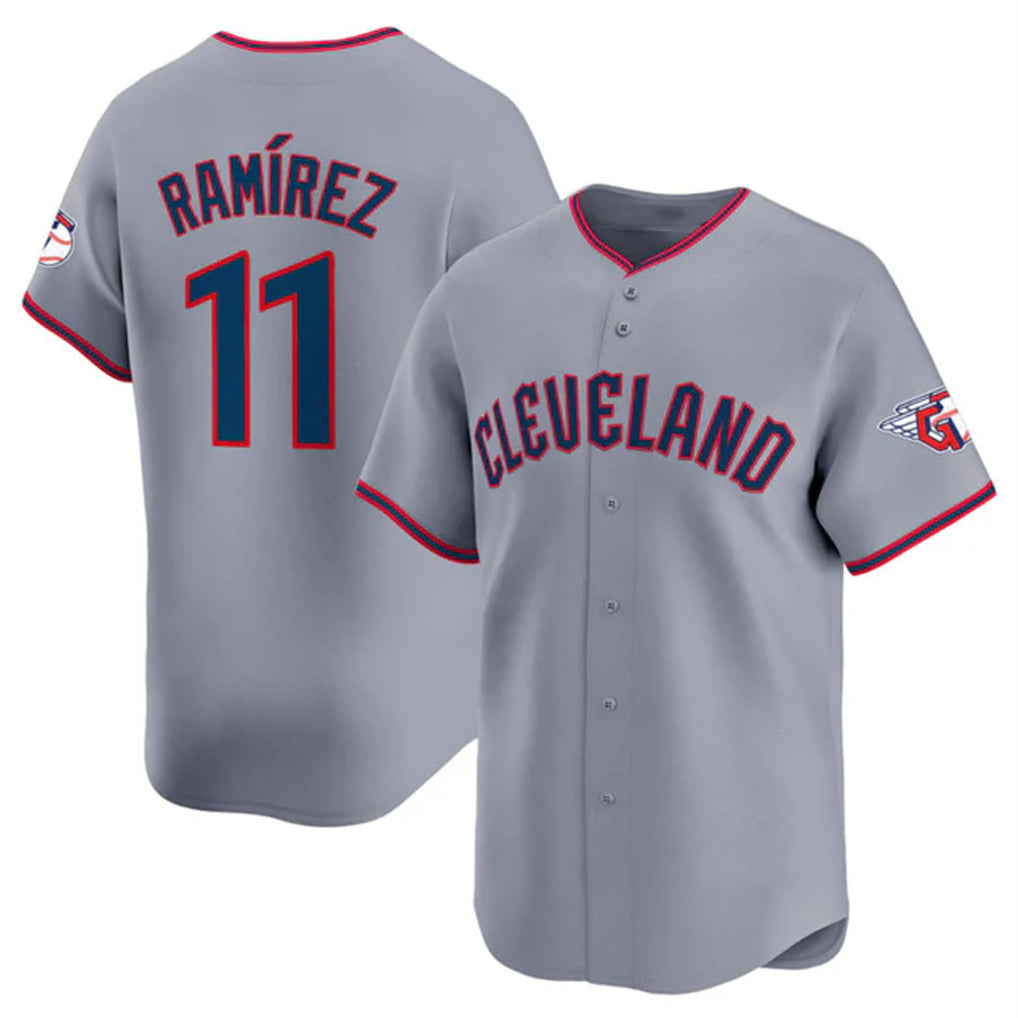 Fenge C.Guardians #11 Jose Ramirez Player Gray Road Limited Home Game Stitched Jerseys