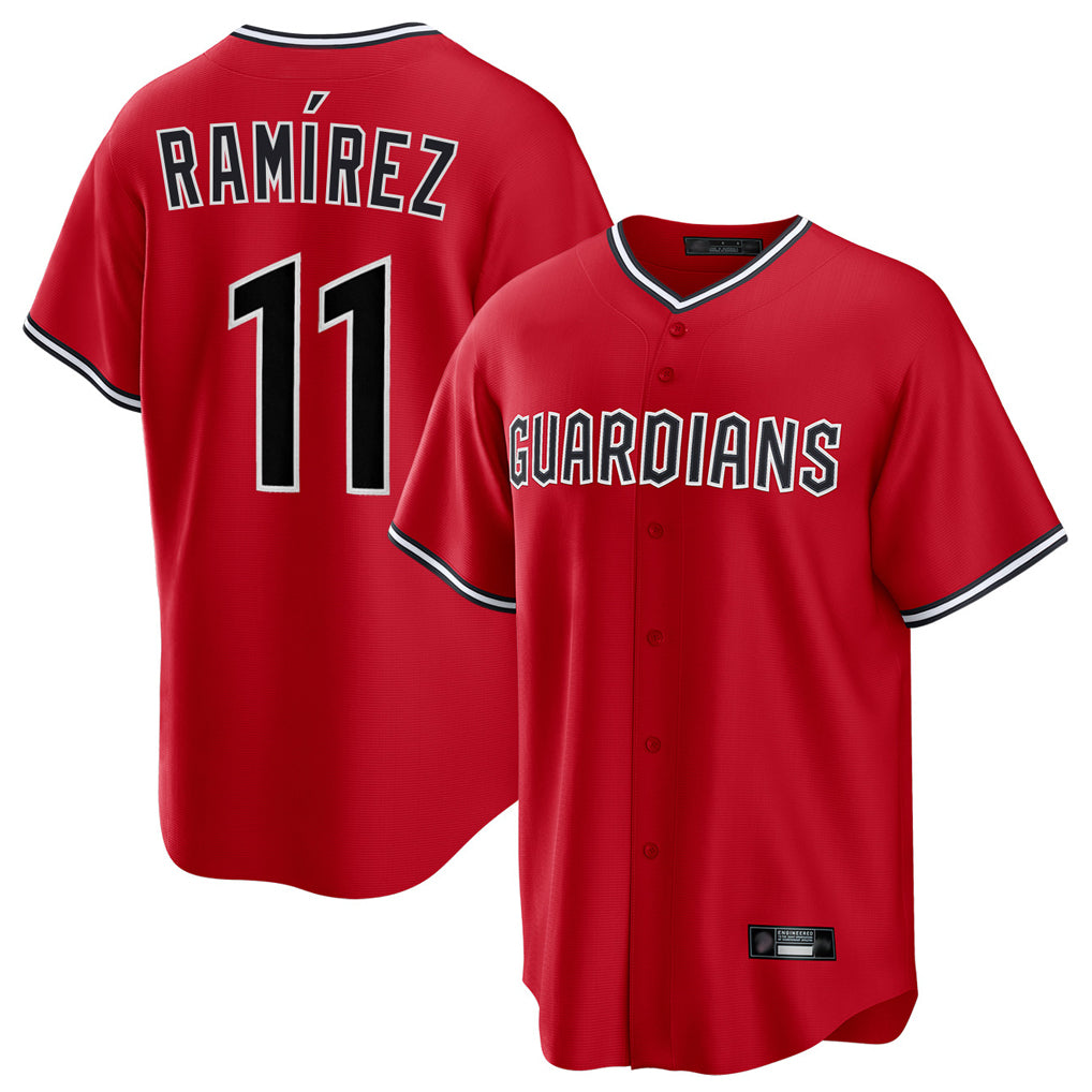 Fenge C.Guardians #11 Jose Ramirez Player Red Home Game Stitched Jerseys