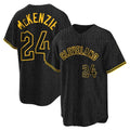 Fenge C.Guardians #24 Triston McKenzie Player Black Snake Skin City Home Game Stitched Jerseys