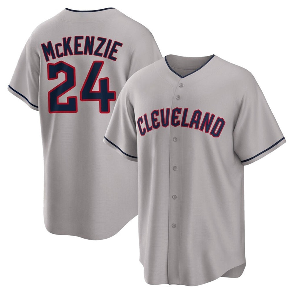 Fenge C.Guardians #24 Triston McKenzie Player Gray Game Home Stitched Jerseys
