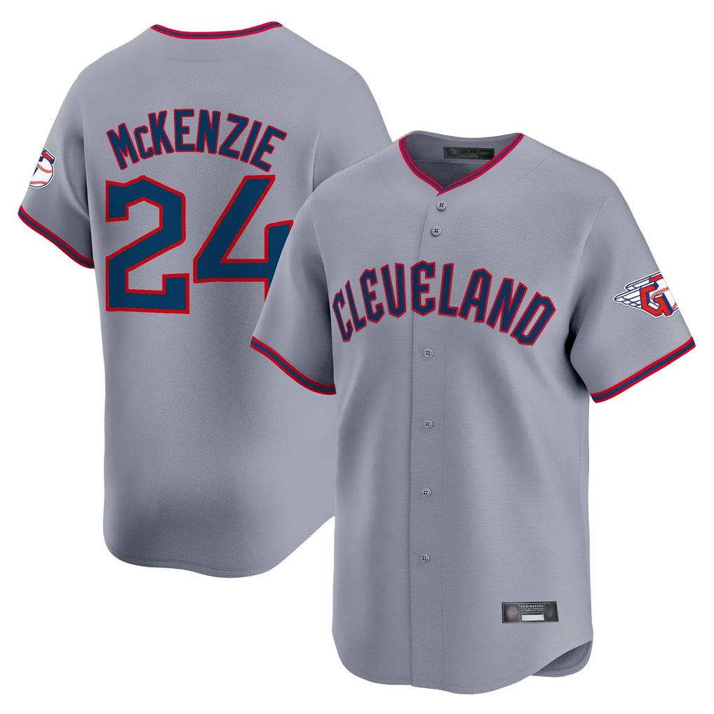 Fenge C.Guardians #24 Triston McKenzie Player Gray Road Limited Home Game Stitched Jerseys