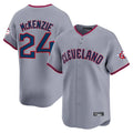Fenge C.Guardians #24 Triston McKenzie Player Gray Road Limited Home Game Stitched Jerseys