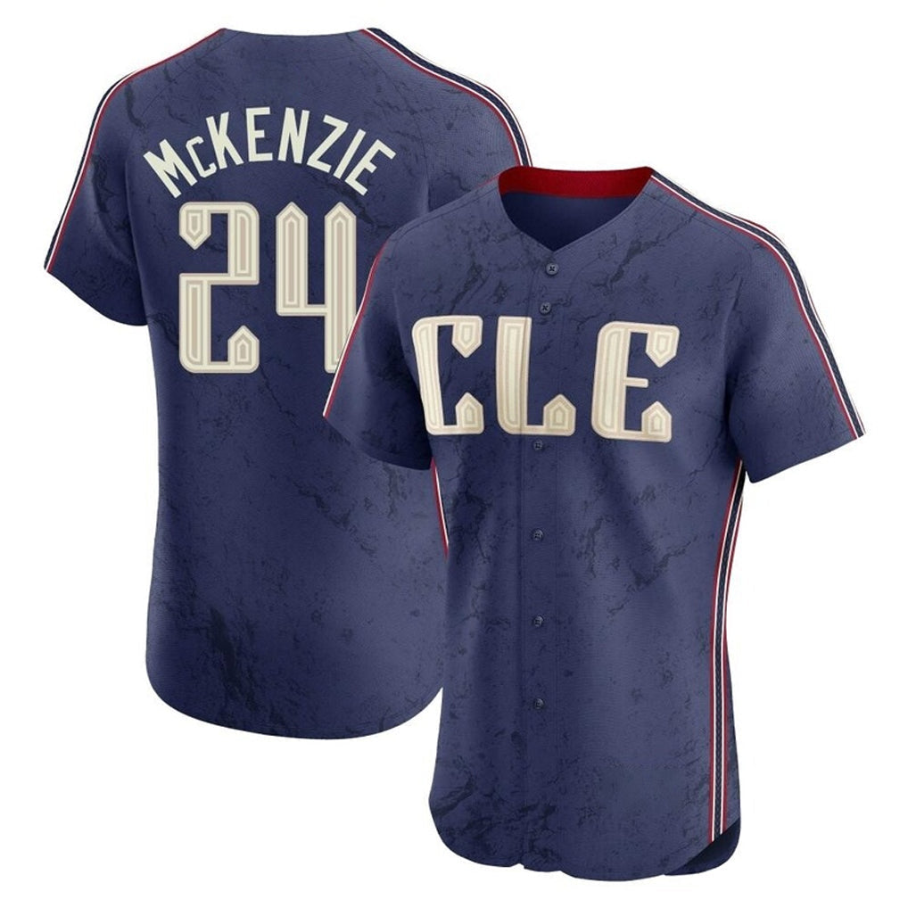 Fenge C.Guardians #24 Triston McKenzie Player Navy City Connect Limited Elite Home Stitched Jerseys