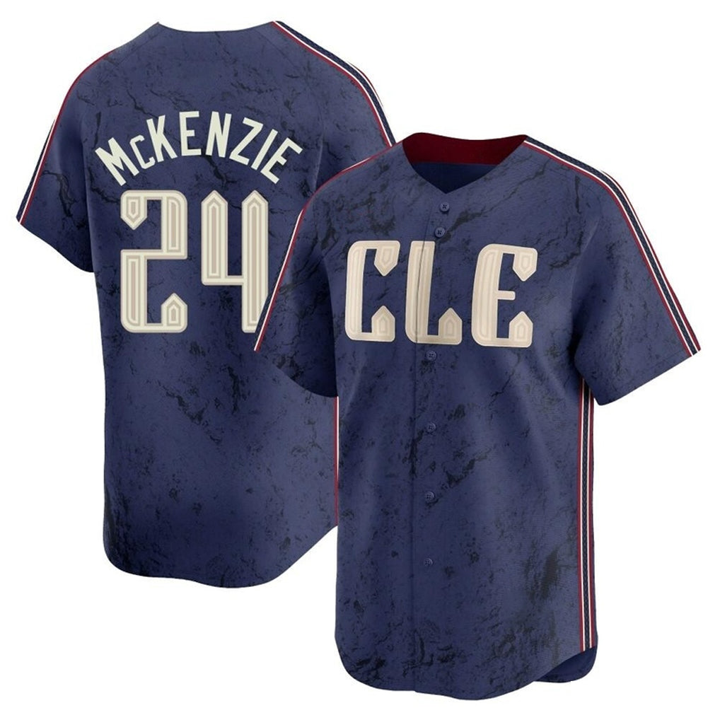 Fenge C.Guardians #24 Triston McKenzie Player Navy City Connect Limited Home Stitched Jerseys