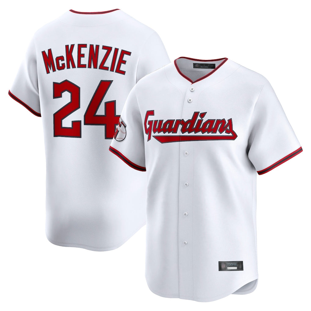 Fenge C.Guardians #24 Triston McKenzie Player White Limited Home Game Stitched Jerseys