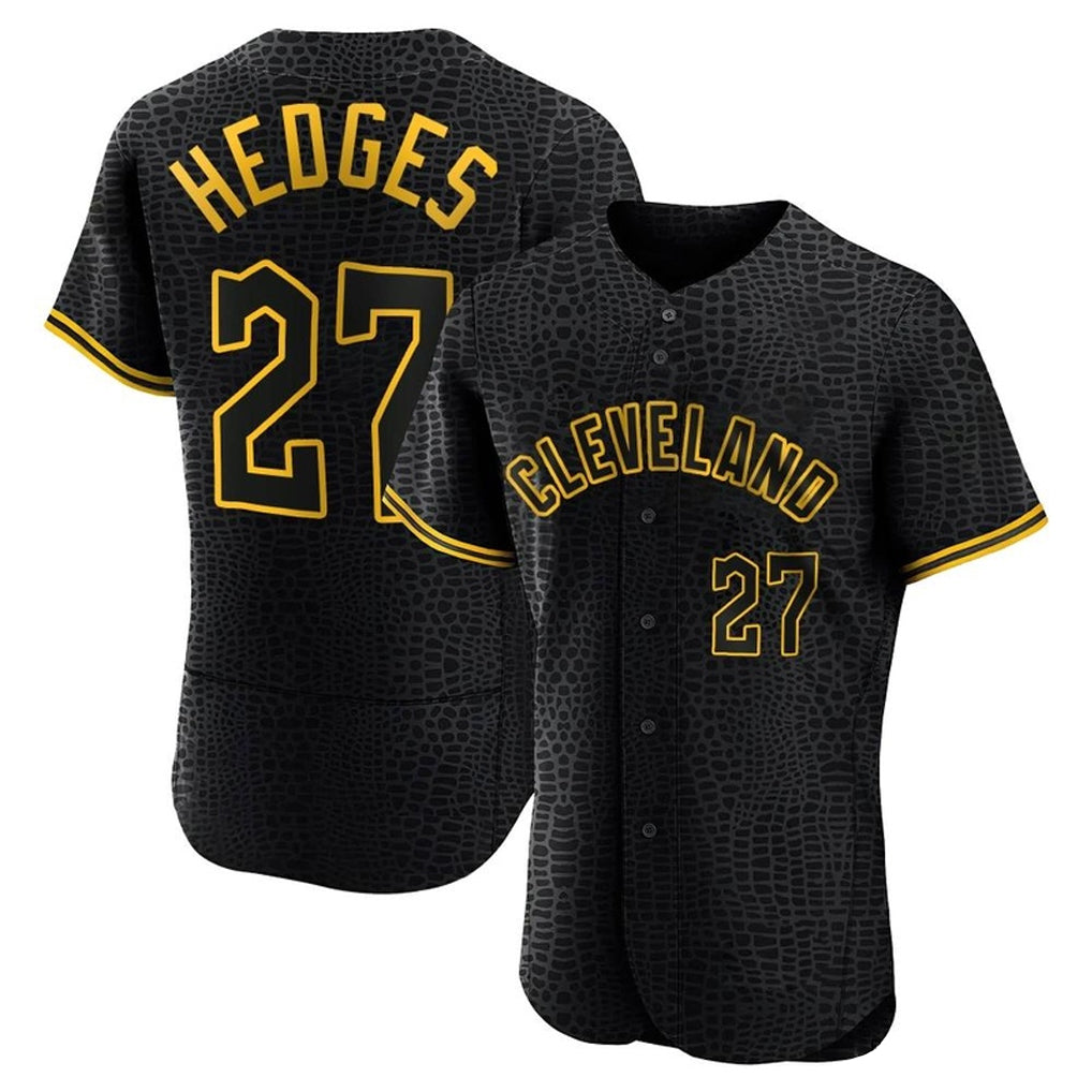 Fenge C.Guardians #27 Austin Hedges Player Black Snake Skin City Limited Elite Home Stitched Jerseys