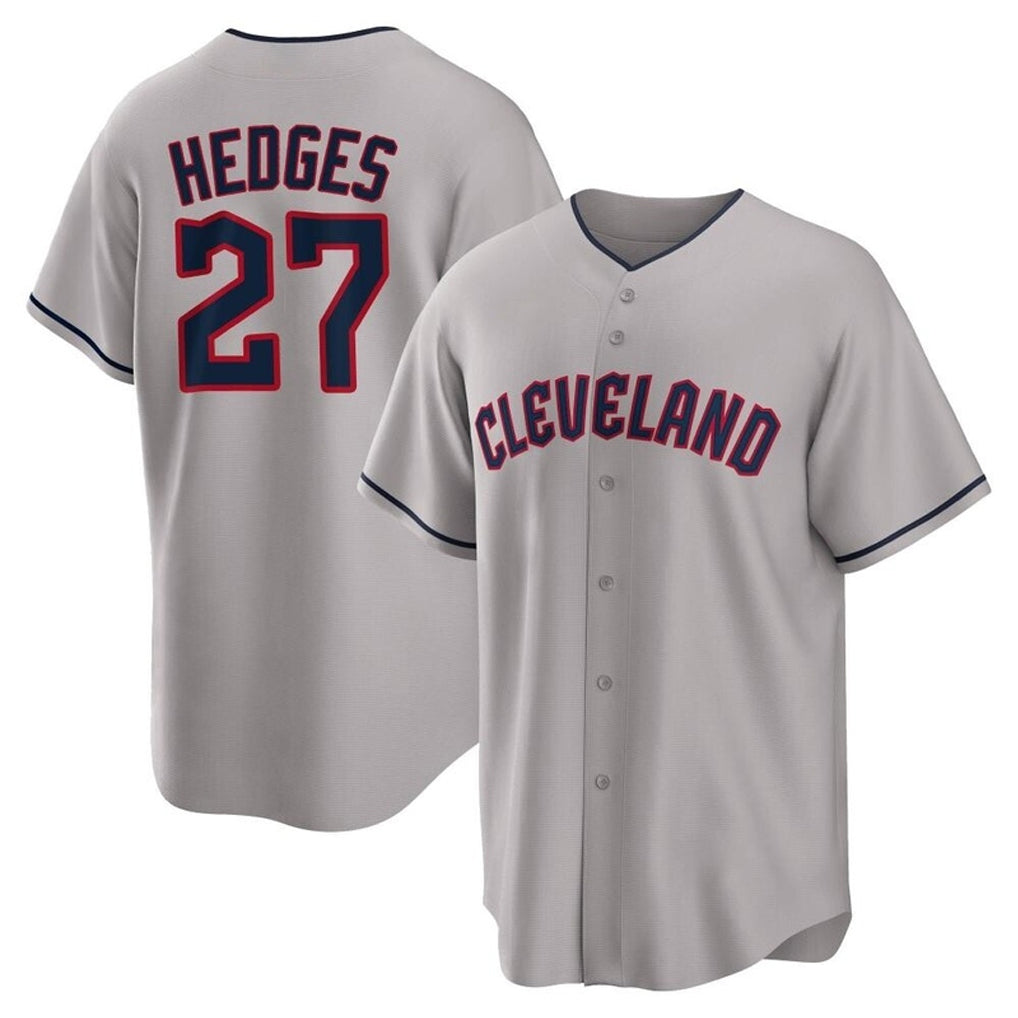 Fenge C.Guardians #27 Austin Hedges Player Gray Game Home Stitched Jerseys