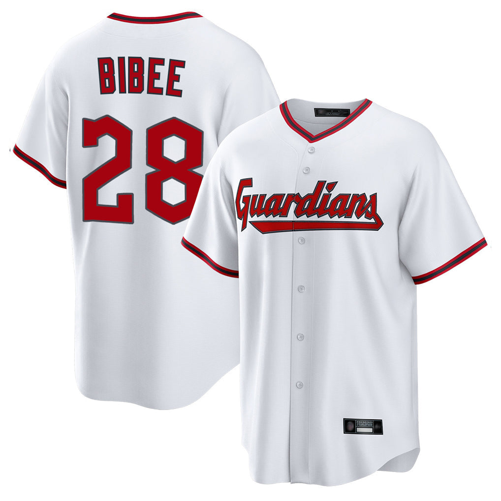 Fenge C.Guardians #28 Tanner Bibee Player White Game Home Stitched Jerseys