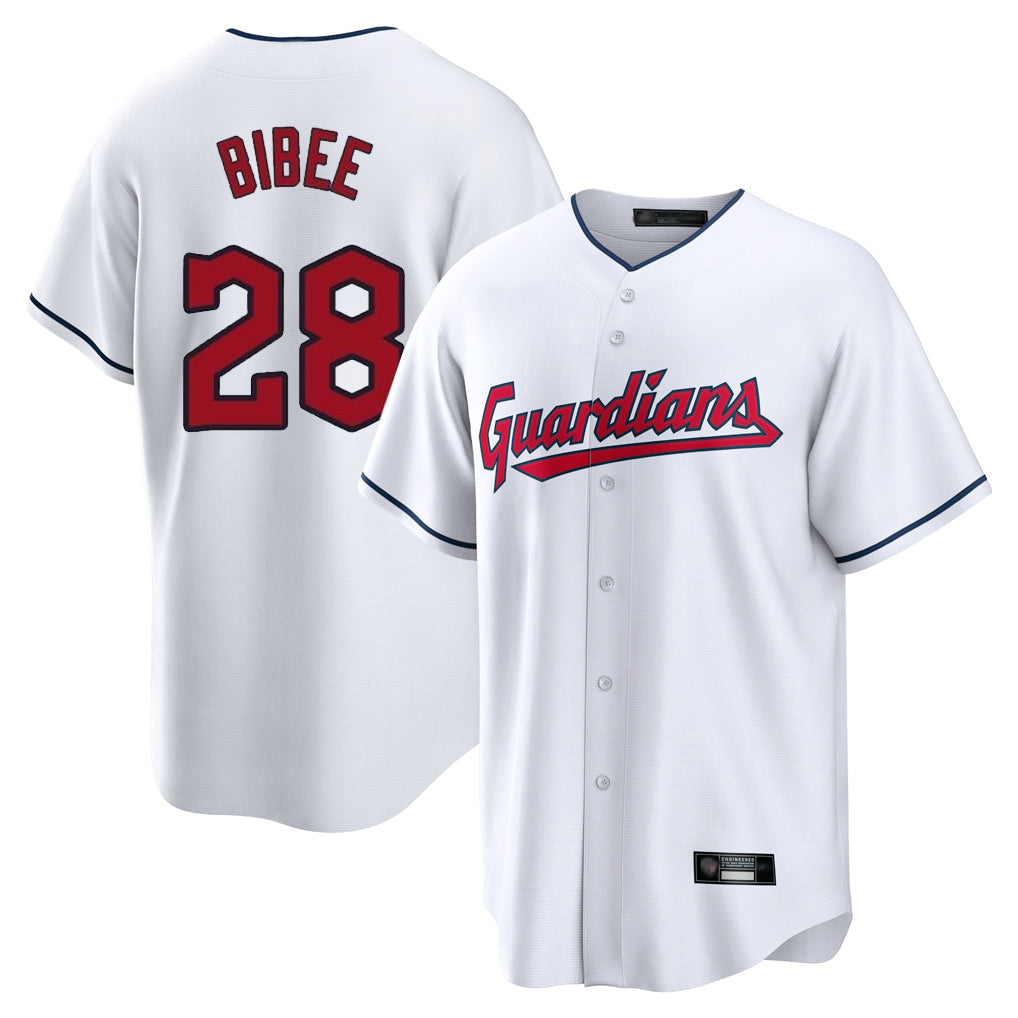 Fenge C.Guardians #28 Tanner Bibee Player White Home Game Stitched Jerseys
