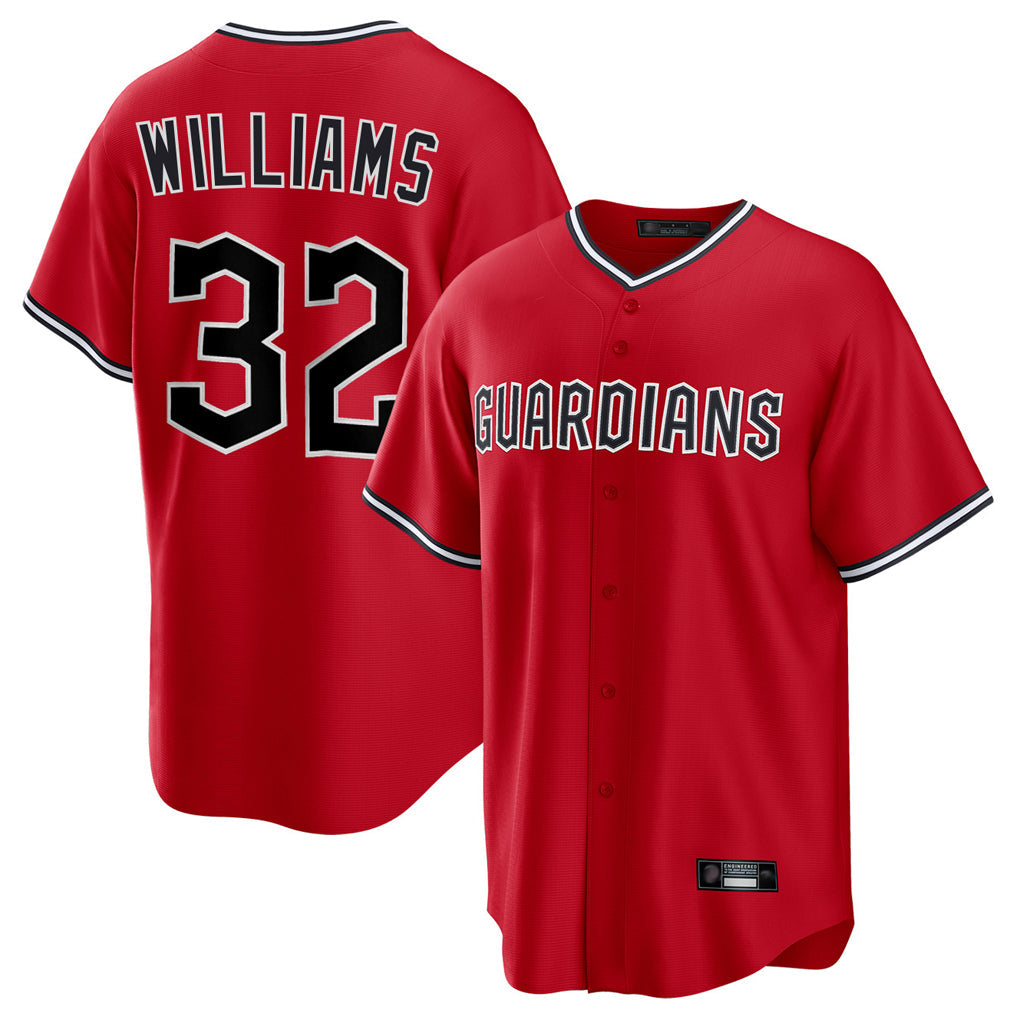 Fenge C.Guardians #32 Gavin Williams Player Red Home Game Stitched Jerseys