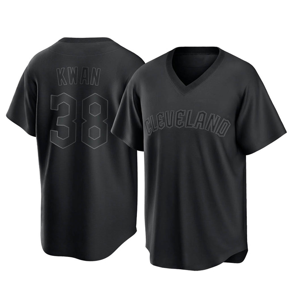 Fenge C.Guardians #38 Steven Kwan Player Black T-shirt Home Game Stitched Jerseys
