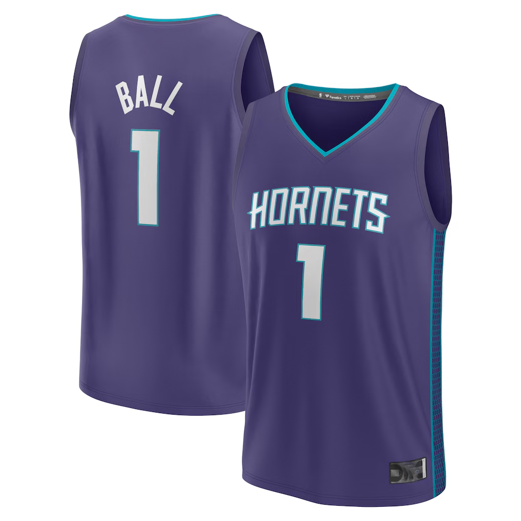 Fenge C.Hornets #1 LaMelo Ball  Purple Fast Break Replica Player Jerseys - Statement Edition