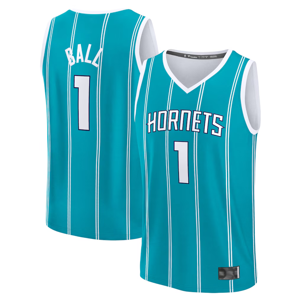 Fenge C.Hornets #1 LaMelo Ball  Teal Fast Break Replica Player Jerseys - Icon Edition