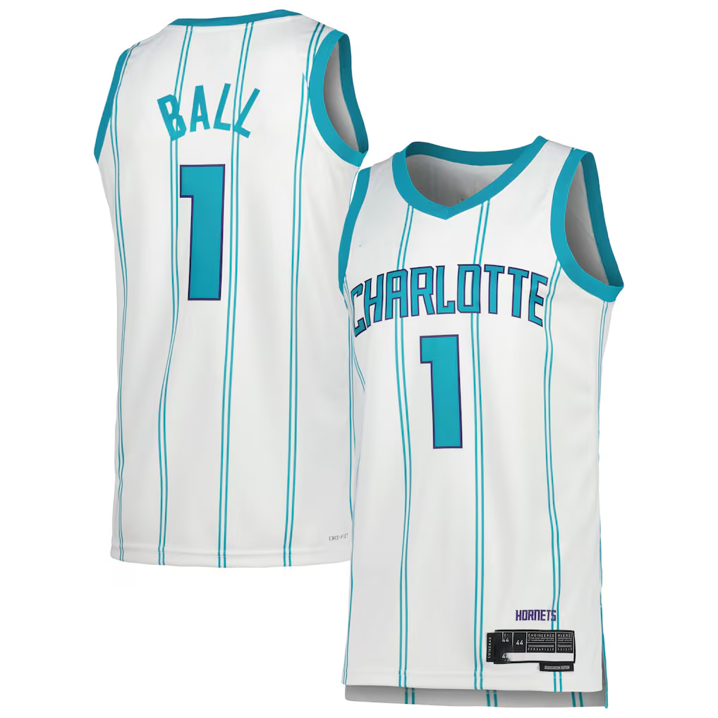 Fenge C.Hornets #1 LaMelo Ball  White Swingman Jerseys - Association Edition