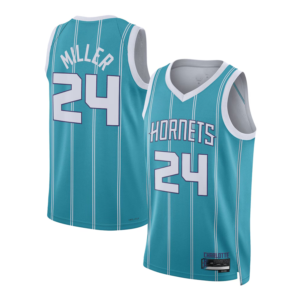 Fenge C.Hornets #24 Brandon Miller Teal Draft Swingman Jerseys - Icon Edition