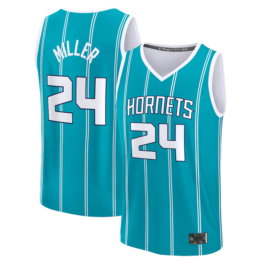 Fenge C.Hornets #24 Brandon Miller  Teal Fast Break Replica Jerseys - Icon Edition
