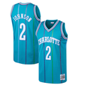 Fenge C.Hornets #2 Larry Johnson Mitchell & Ness Teal 199293 Hardwood Classics Swingman Jerseys