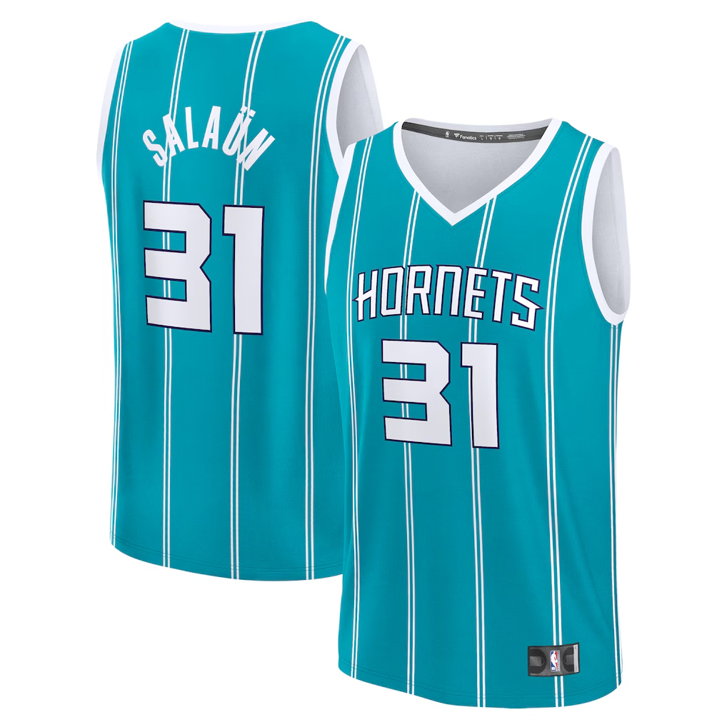 Fenge C.Hornets #31 Tidjane Salaun  Teal 2024  Draft Fast Break Player Jerseys - Icon Edition