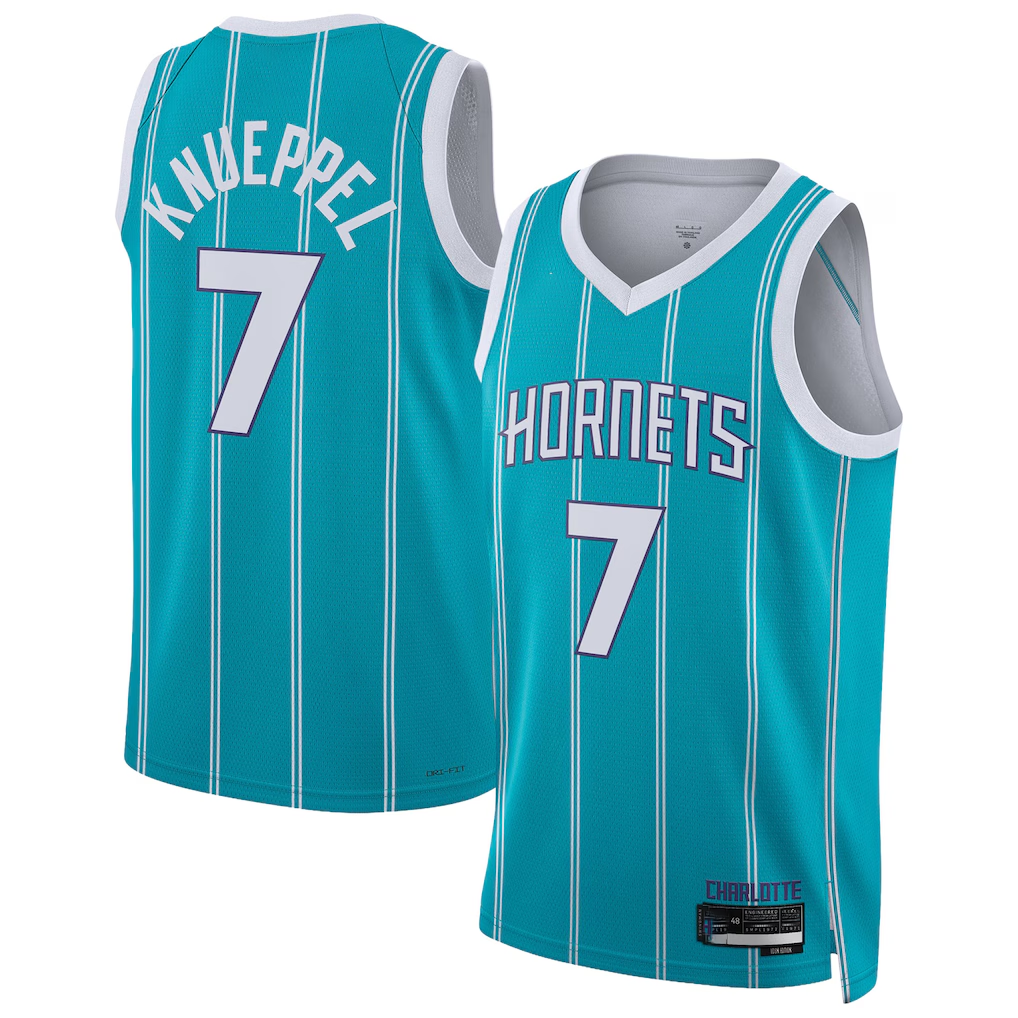 Fenge C.Hornets #7 Kon Knueppel  Teal Swingman Jerseys - Icon Edition