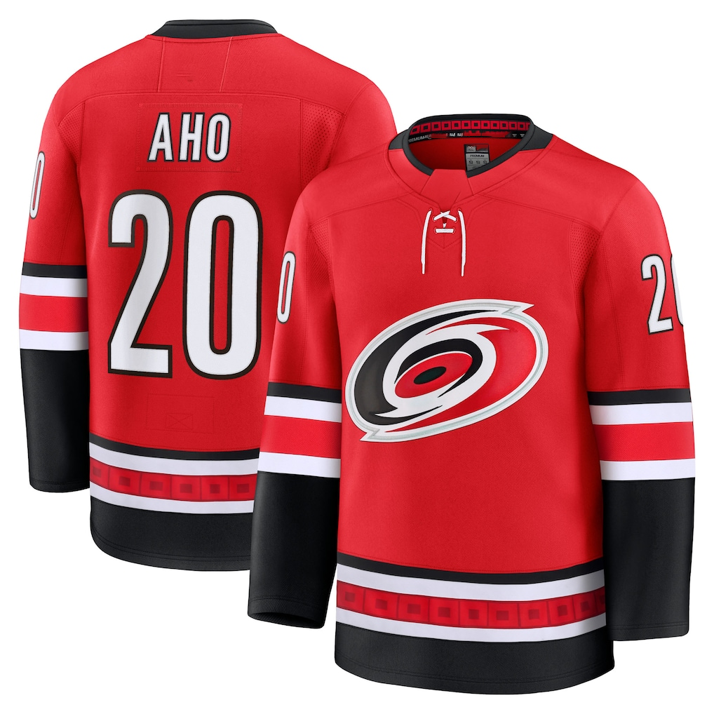 Fenge C.Hurricanes #20 Sebastian Aho Red Alternate Premium Stitched Jerseys