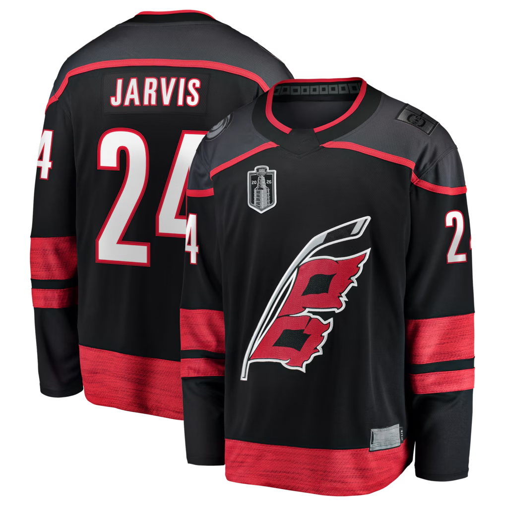 Fenge C.Hurricanes #24 Seth Jarvis Black 2026 Stanley Cup Final Home Breakaway Stitched Jerseys