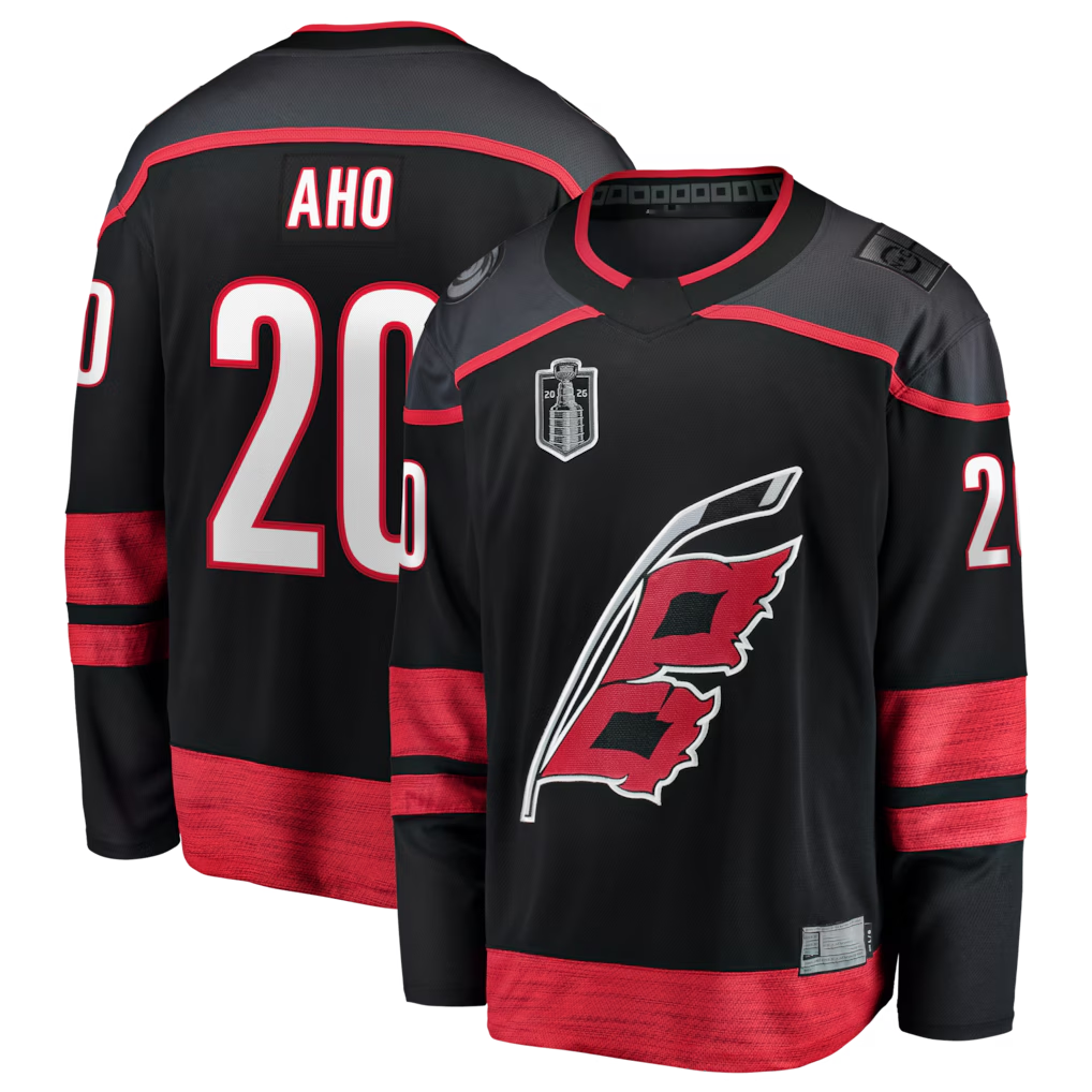 Fenge C.Hurricanes #26 Sebastian Aho Black 2026 Stanley Cup Final Home Breakaway Stitched Jerseys