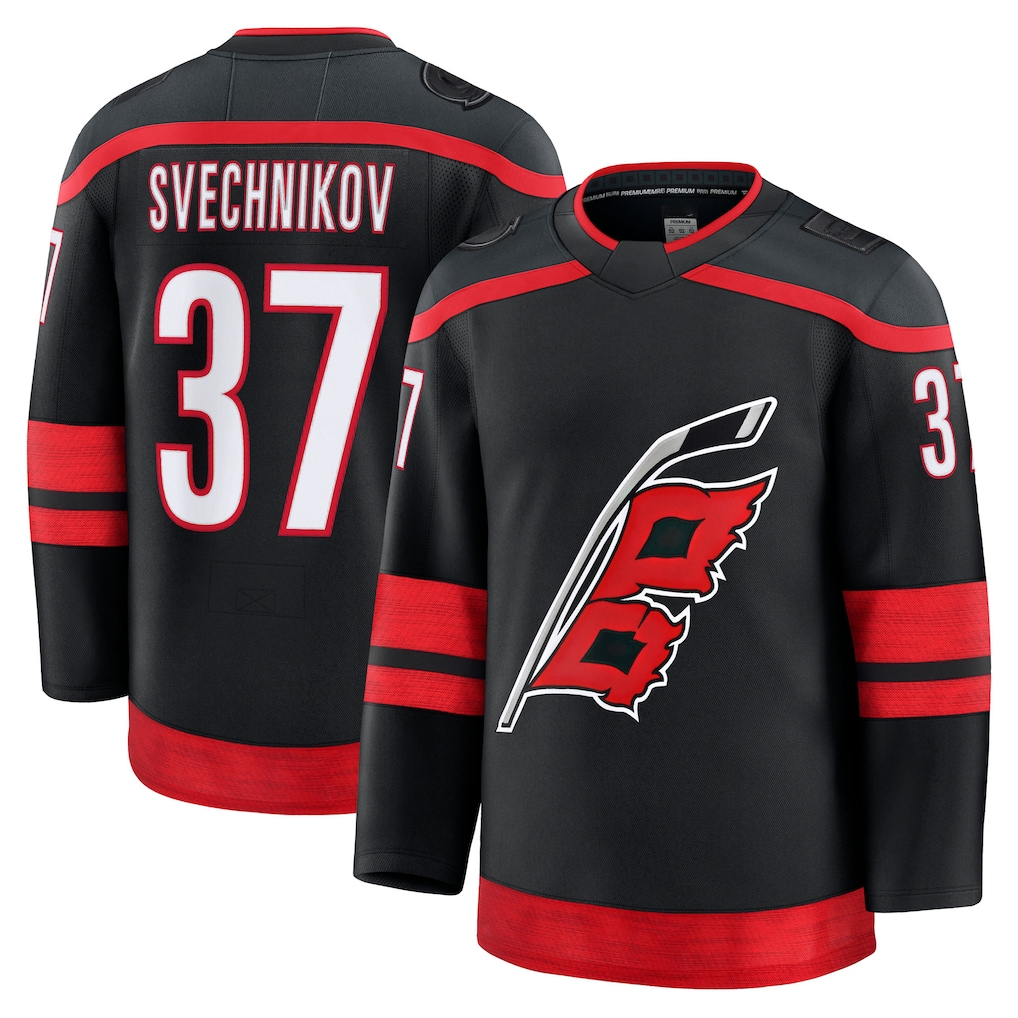 Fenge C.Hurricanes #37 Andrei Svechnikov Black Home Premium Stitched Jerseys
