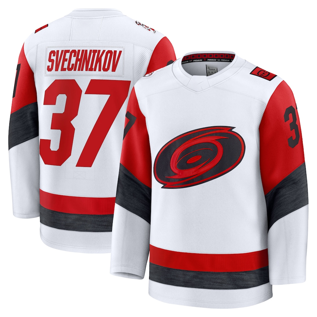 Fenge C.Hurricanes #37 Andrei Svechnikov White Away Premium Stitched Jerseys