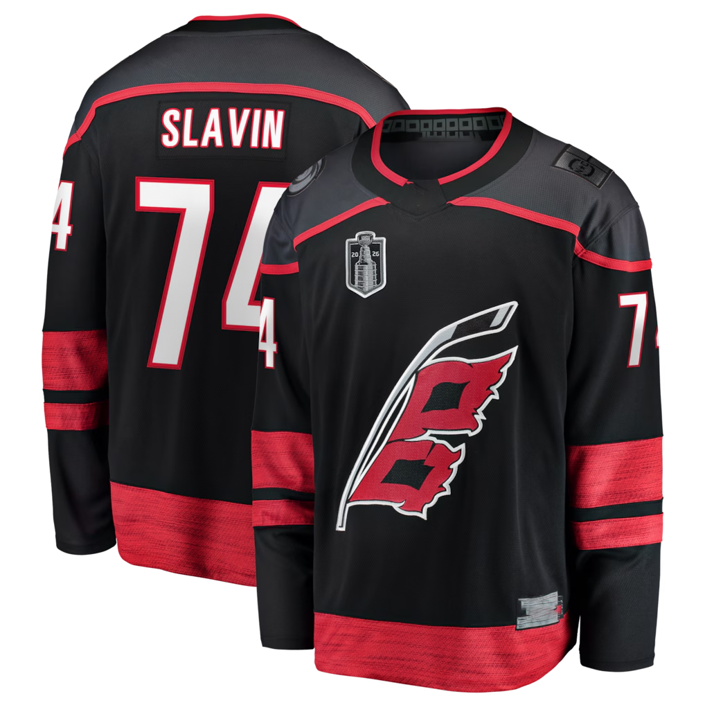Fenge C.Hurricanes #74 Jaccob Slavin Black 2026 Stanley Cup Final Home Breakaway Stitched Jerseys