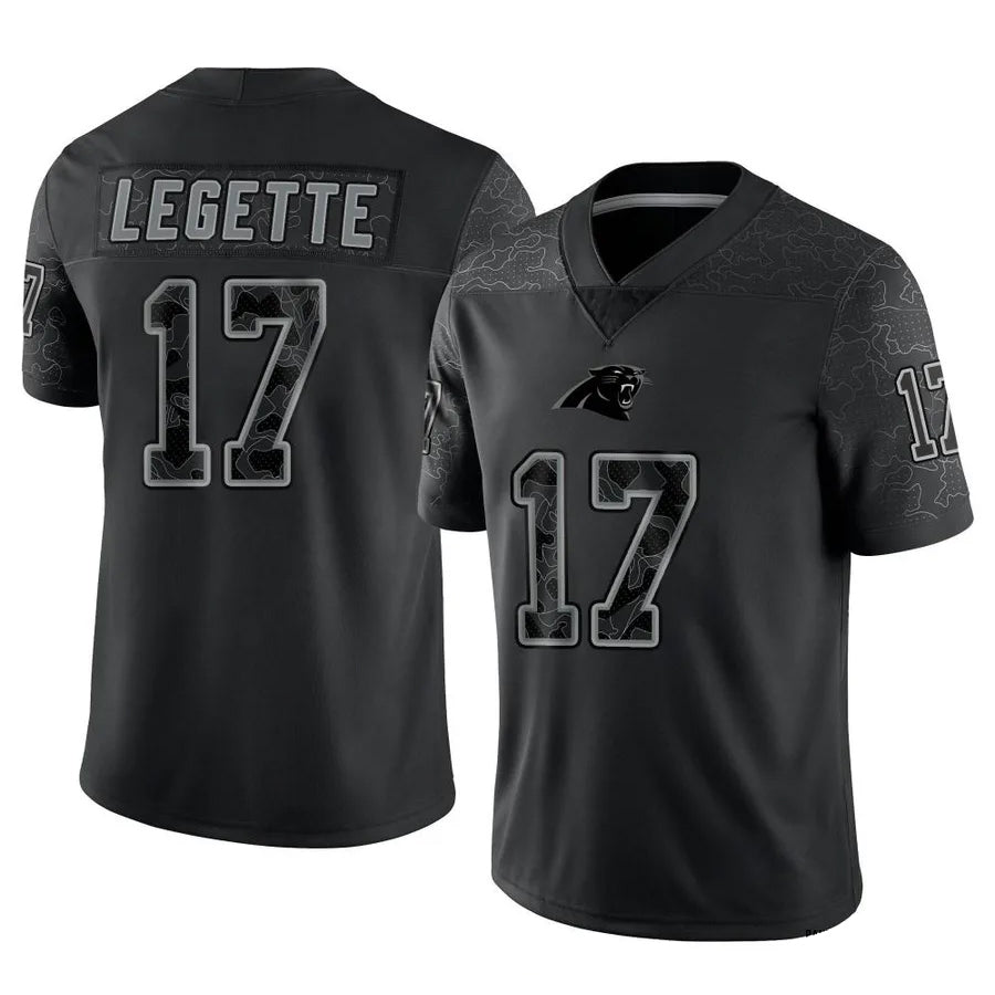 Fenge C.Panthers #17 Xavier Legette Player Black REFLECTIVE Limited Stitched Jerseys