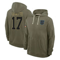 Fenge C.Panthers #17 Xavier Legette Player Olive Salute to Service Hoodies Game Stitched Jerseys