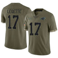 Fenge C.Panthers #17 Xavier Legette Player Salute To Service Olive Stitched Jerseys