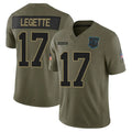 Fenge C.Panthers #17 Xavier Legette Player Salute To Service Olive Limited Stitched Jerseys