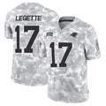 Fenge C.Panthers #17 Xavier Legette Player Salute to Service Limited Arctic Camo Stitched Jerseys