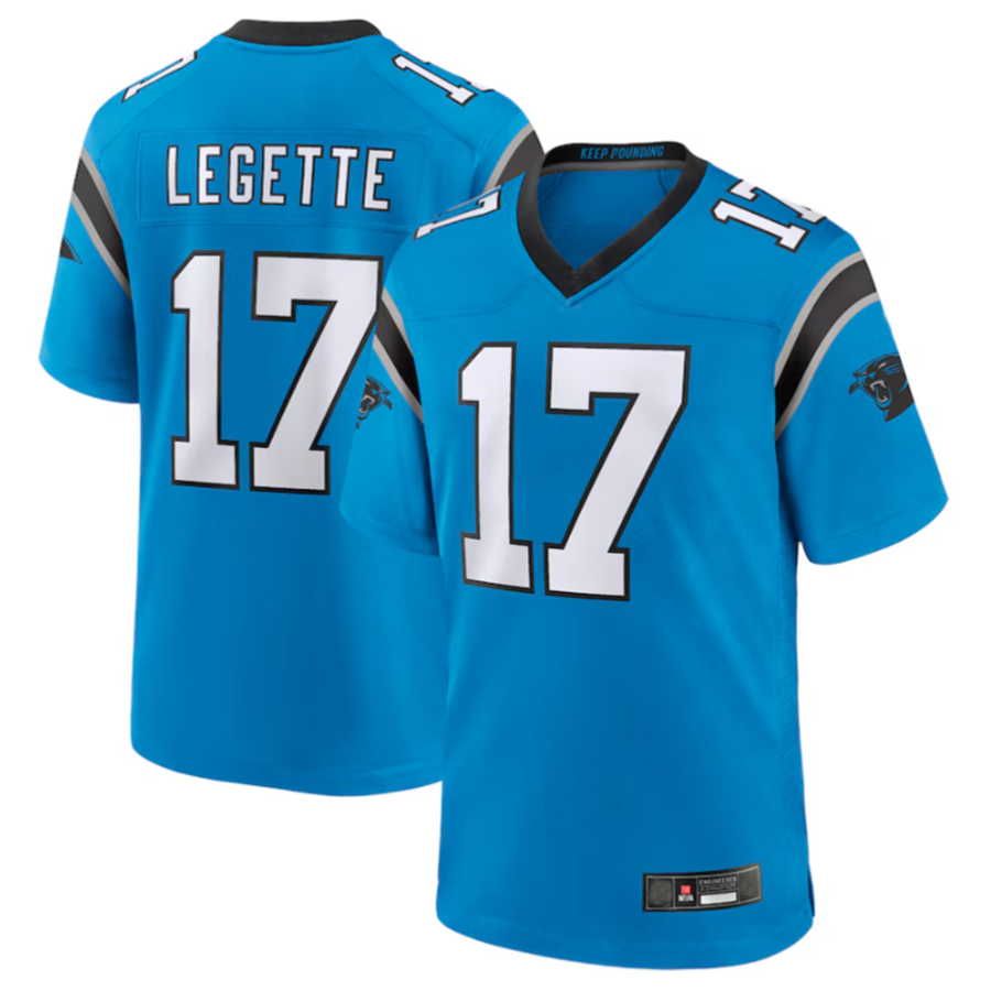 Fenge C.Panthers #17 Xavier Legette Blue Player Jersey American Stitched Game Jerseys
