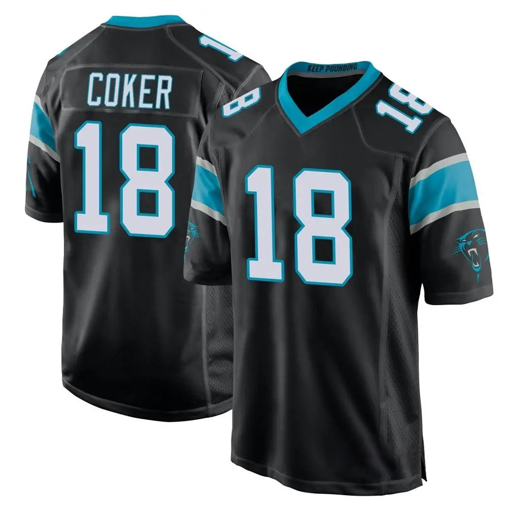 Fenge C.Panthers #18 Jalen Coker Player Black Game Stitched Jerseys
