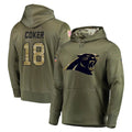 Fenge C.Panthers #18 Jalen Coker Player Olive Salute to Service Hoodies Stitched Jerseys