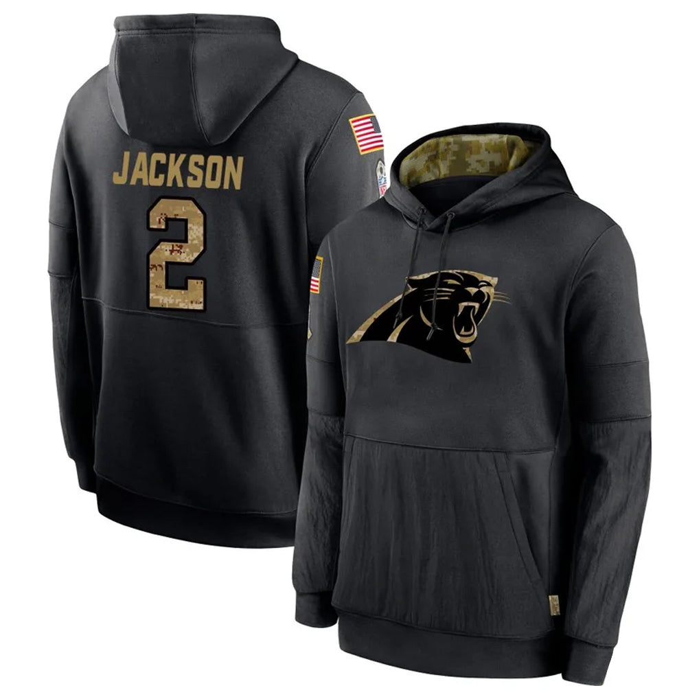 Fenge C.Panthers #2 Michael Jackson Player Black Salute to Service Pullover Hoodies Limited Game Stitched Jerseys