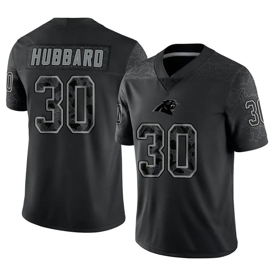 Fenge C.Panthers #30 Chuba Hubbard Player Black Limited Reflective Stitched Jerseys