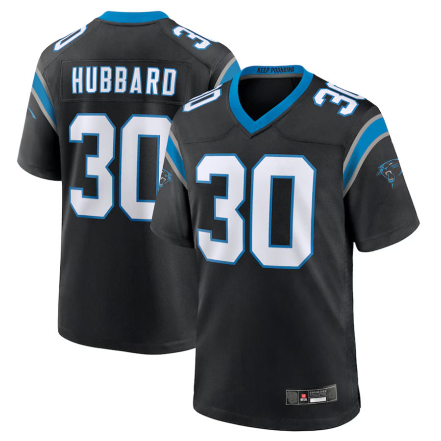 Fenge C.Panthers #30 Chuba Hubbard Player Black Team Game Stitched Jerseys