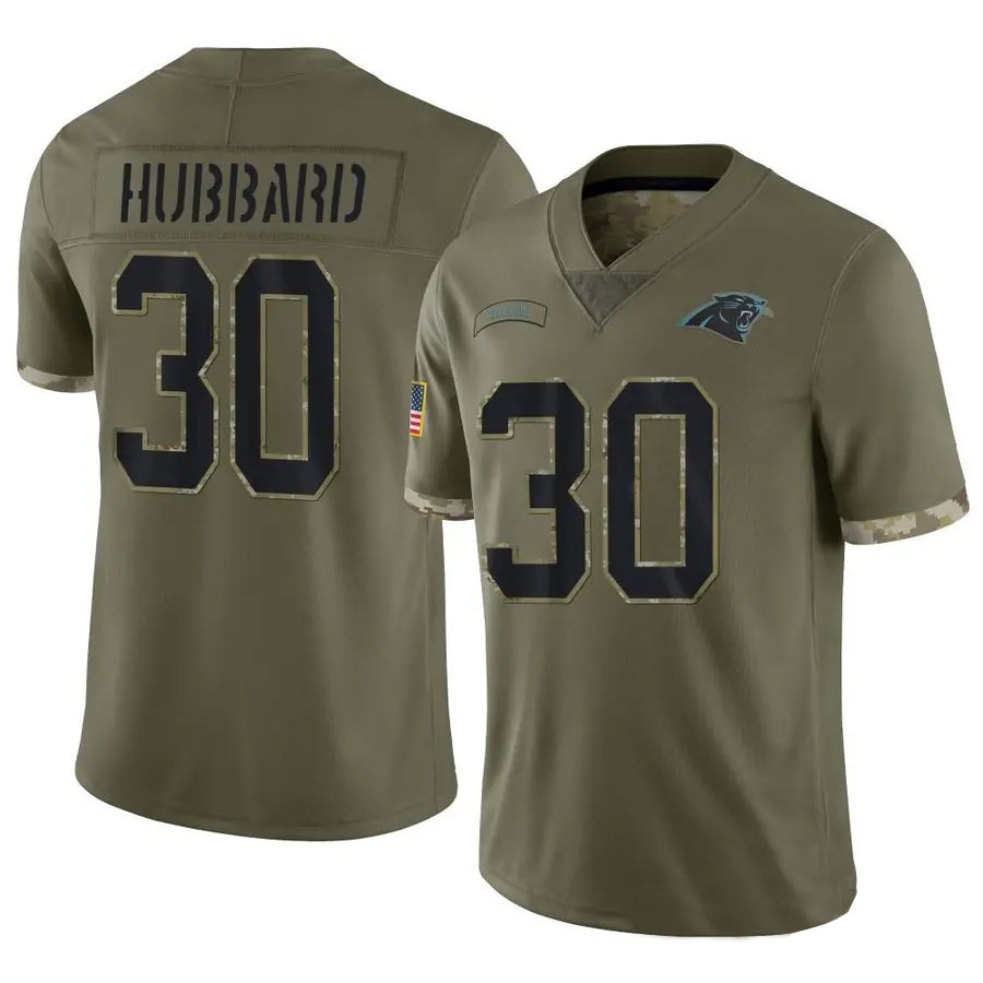 Fenge C.Panthers #30 Chuba Hubbard Player Salute To Service Olive Stitched Jerseys