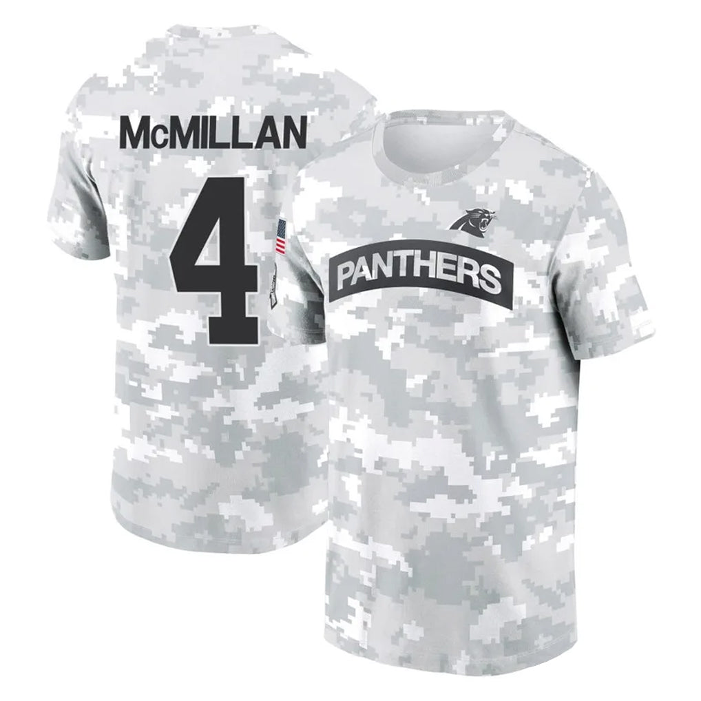 Fenge C.Panthers #4 Tetairoa McMillan Player Arctic Camo Salute to Service T-Shirt Hoodies Stitched Jerseys